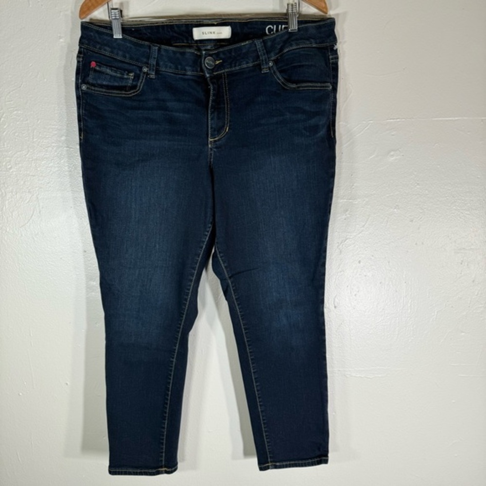 slink jeans dark wash blue denim plus size 16 cotton spandex blend stretch women